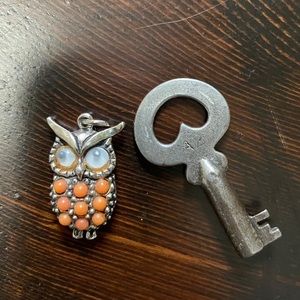 Vintage Owl and Key charms